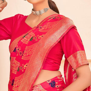 Deep Pink Festive Wear Banarasi with Patola Woven Banarasi Silk saree