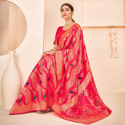 Deep Pink Festive Wear Banarasi with Patola Woven Banarasi Silk saree