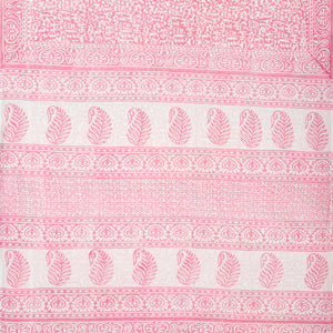 Baby Pink Woven Jaipur Cotton Saree Printed With White Animal Motifs
