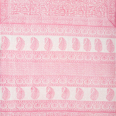 Baby Pink Woven Jaipur Cotton Saree Printed With White Animal Motifs