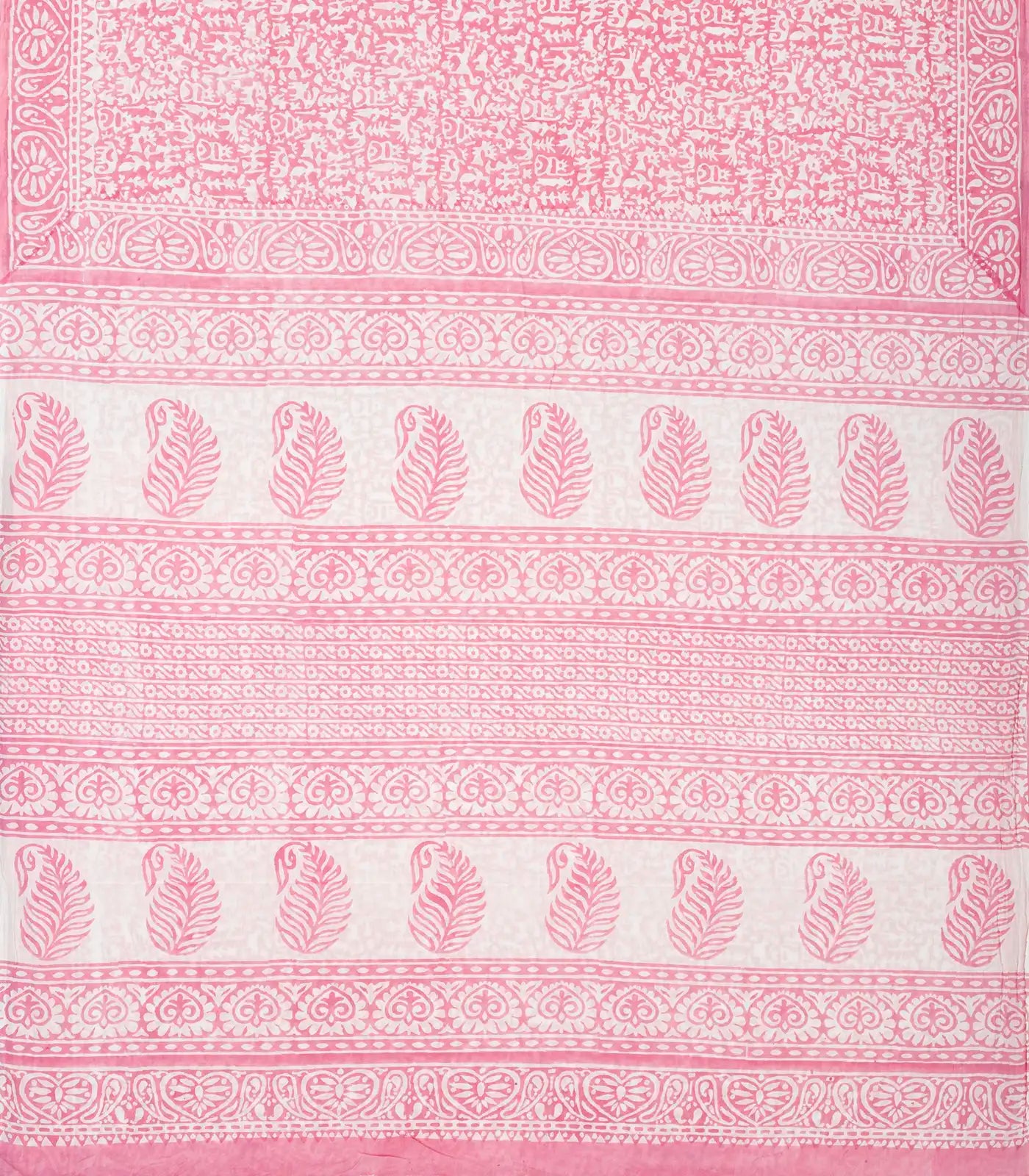 Baby Pink Woven Jaipur Cotton Saree Printed With White Animal Motifs