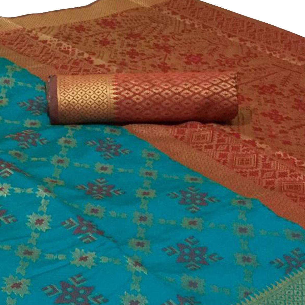 Delightful Blue Colored Festive Wear Woven Patola Silk Saree