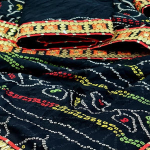Delightful Dark Navy Blue Colored Festive Wear Woven Moss Georgette Saree