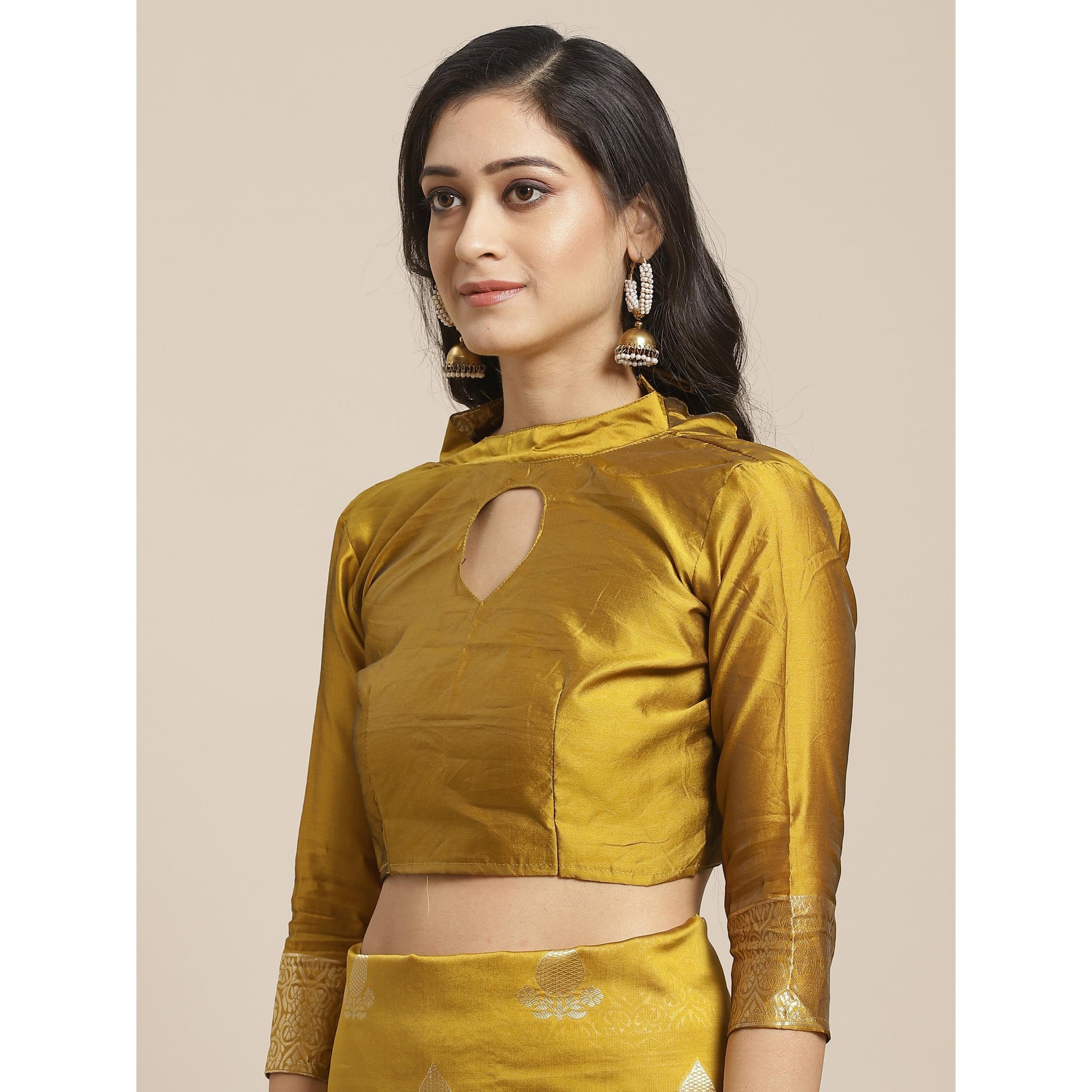 Delightful Gold Colored Festive Wear Woven Silk Saree