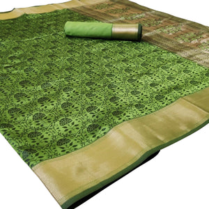 Delightful Green Colored Festive Wear Woven Heavy Silk Saree
