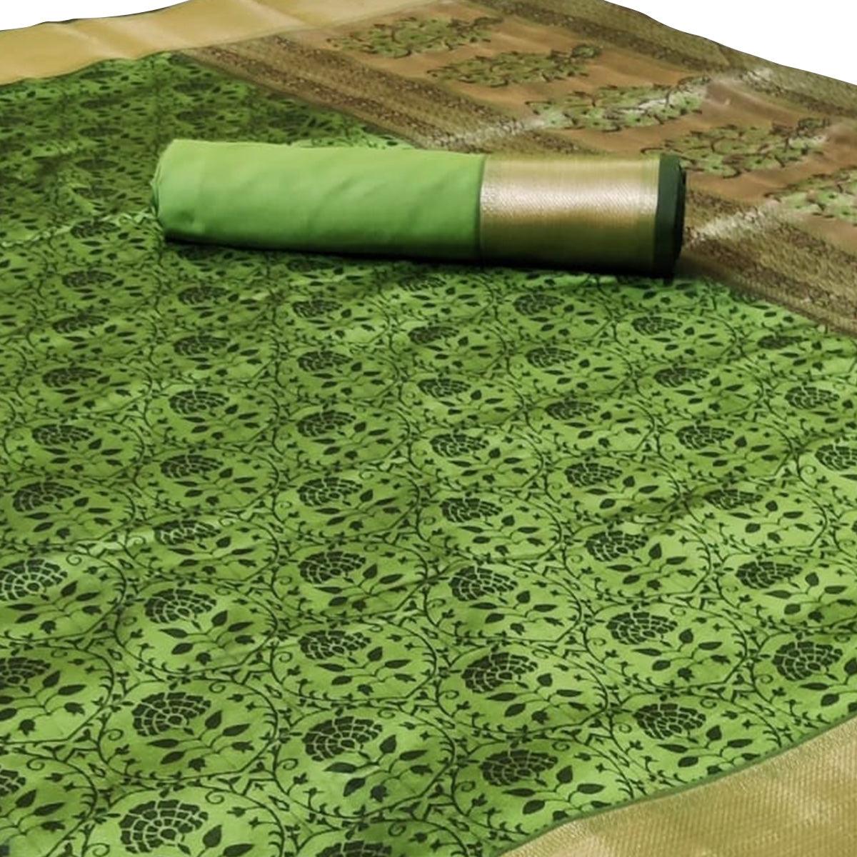 Delightful Green Colored Festive Wear Woven Heavy Silk Saree