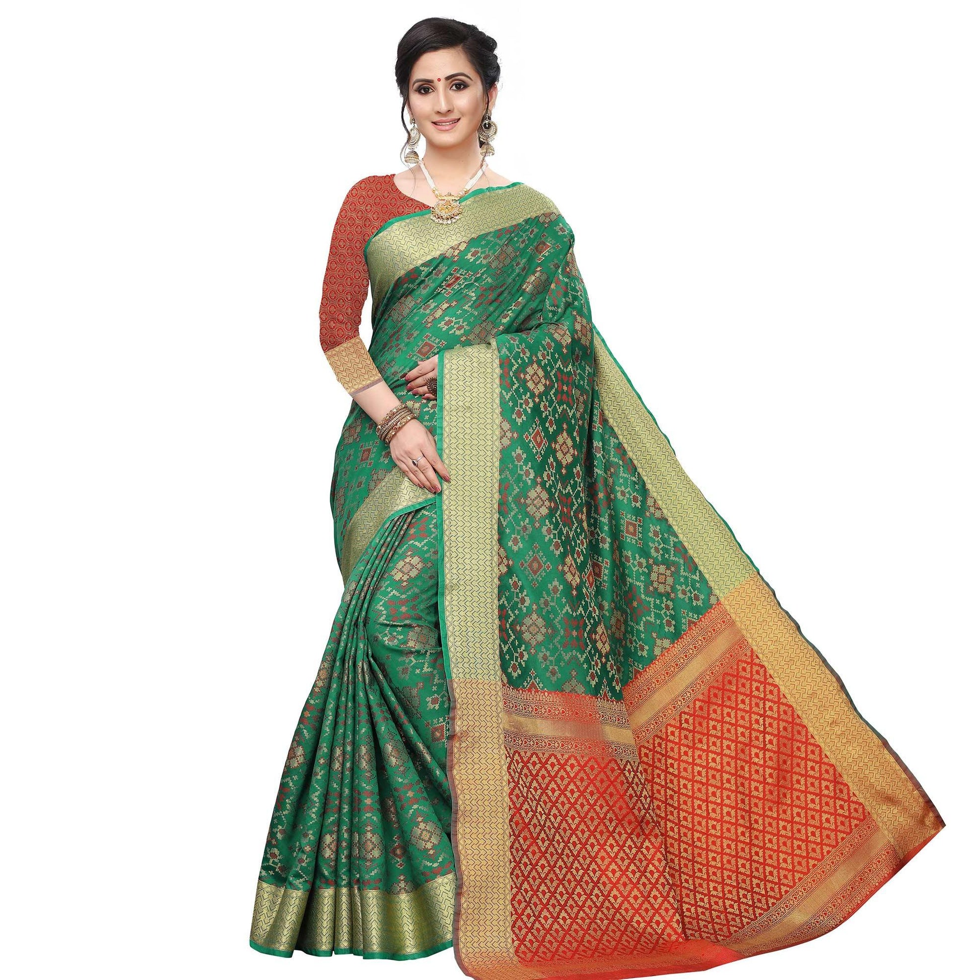 Delightful Green Colored Festive Wear Woven Kanjivaram Silk Saree