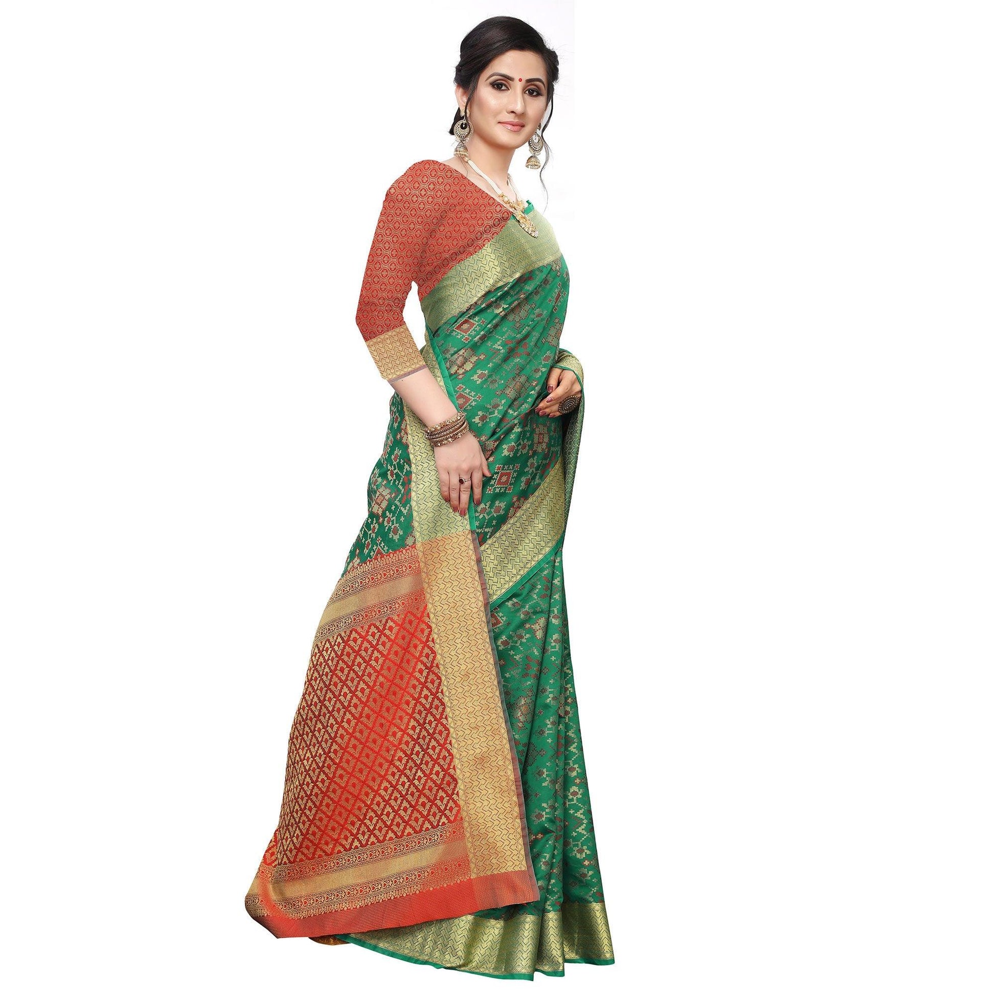 Delightful Green Colored Festive Wear Woven Kanjivaram Silk Saree