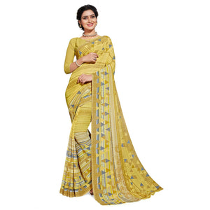 Delightful Lemon Green Colored Casual Printed Georgette Saree