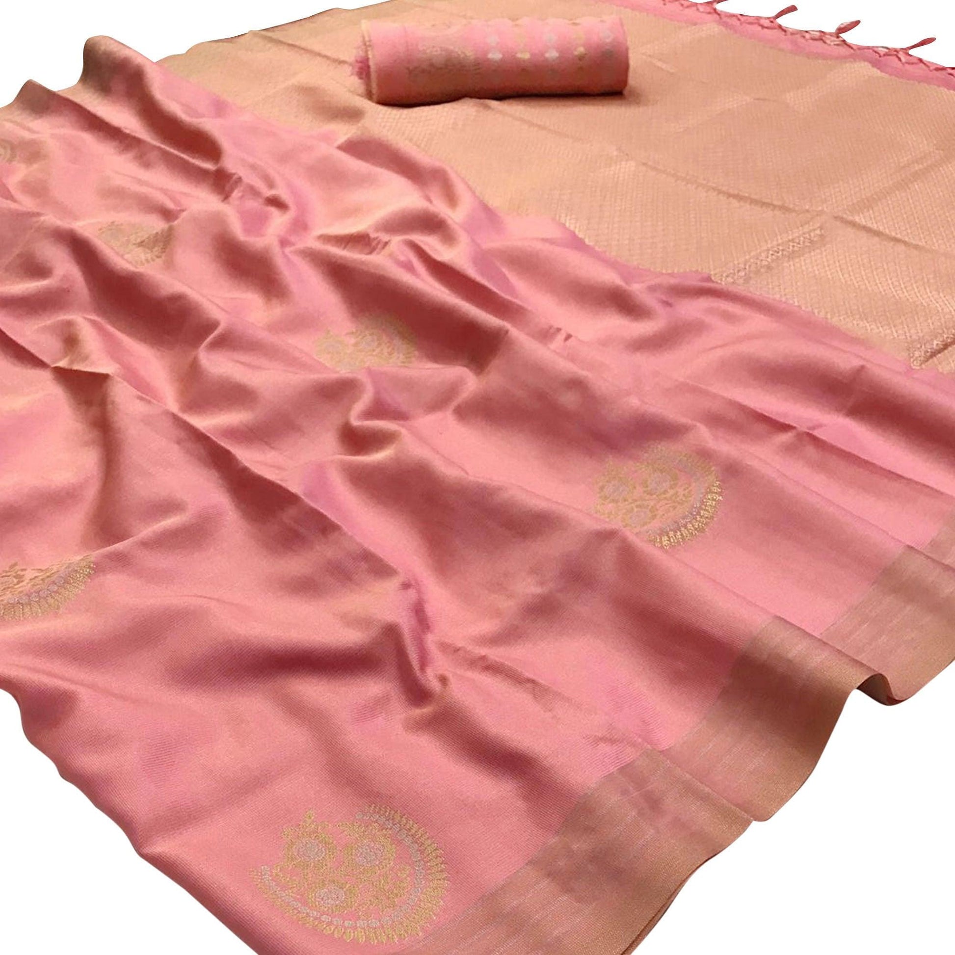 Delightful Light Pink Colored Festive Wear Woven Banarasi Silk Saree