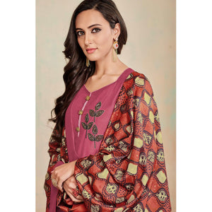 Delightful Mauve Colored Partywear Cotton Suit
