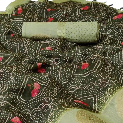 Delightful Mehendi Green Colored Festive Wear Woven Silk Saree