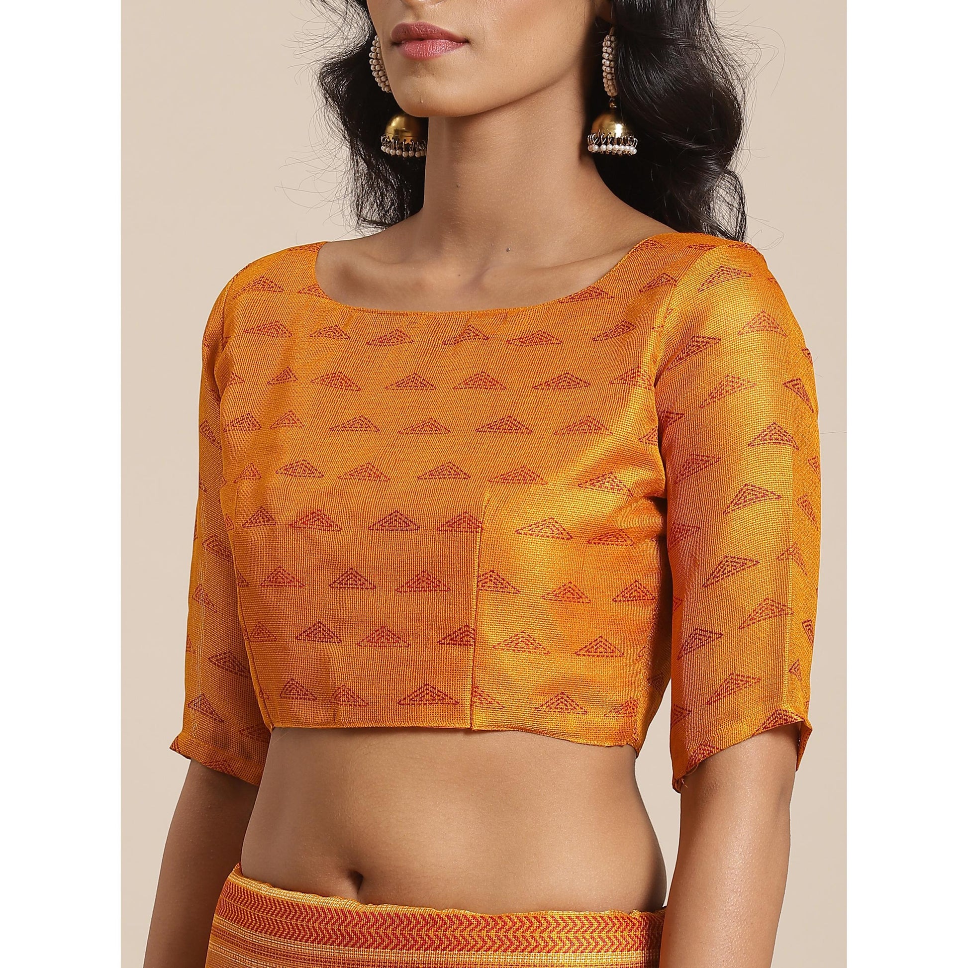 Delightful Mustard Colored Casual Wear Printed Jute Silk Saree