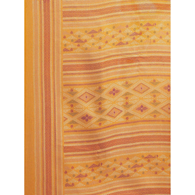 Delightful Mustard Colored Casual Wear Printed Jute Silk Saree