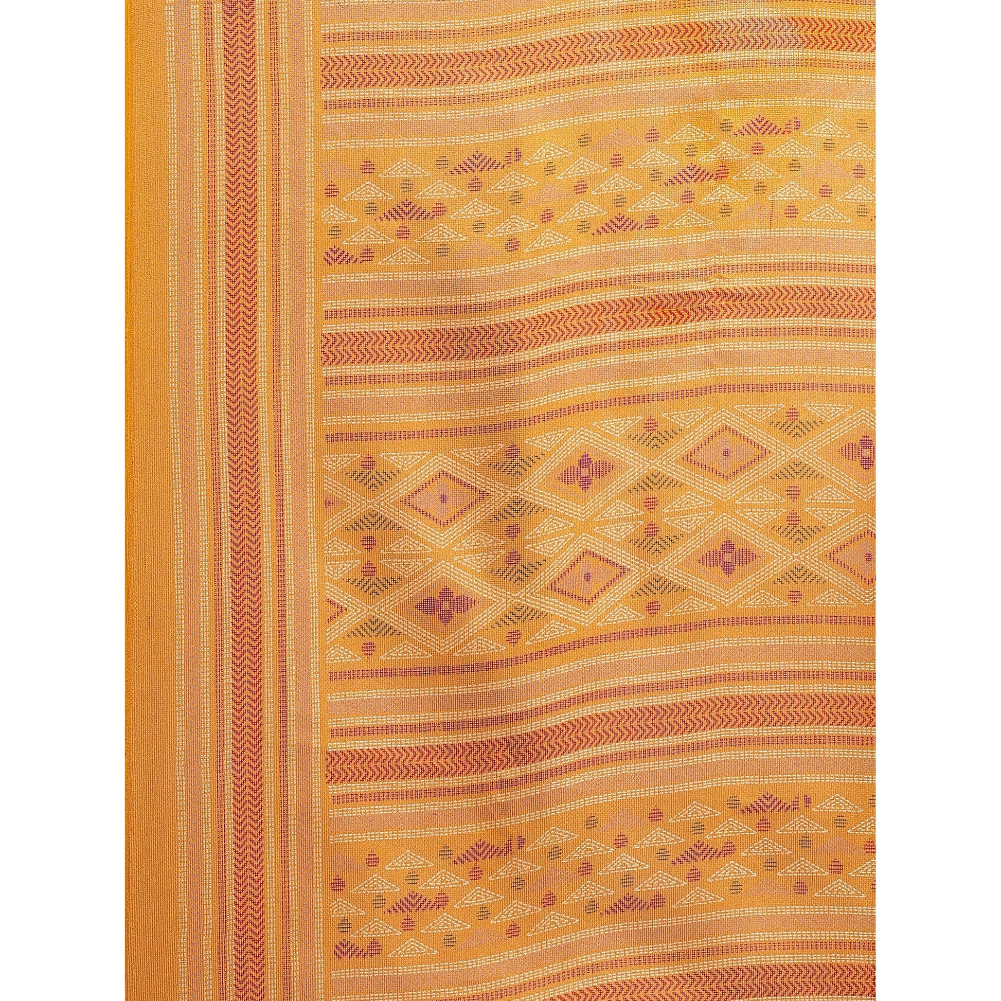 Delightful Mustard Colored Casual Wear Printed Jute Silk Saree
