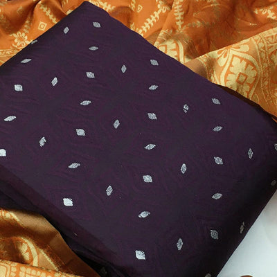 Delightful Purple Colored Casual Wear Woven Banarasi Silk Dress Material