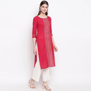 Delightful Red Colored Casual Wear Printed Cotton Kurti