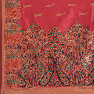 Delightful Red Colored Festive Wear Woven Silk Blend Saree