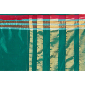 Delightful Turquoise Green Colored Casual Wear Cotton Saree