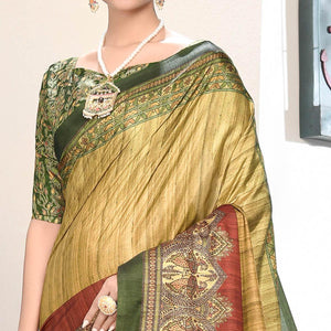 Delightful Yellow-Multi Colored Casual Wear Digital Printed Art Silk Saree