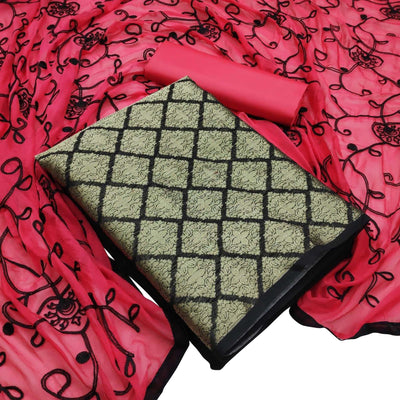 Demanding Black Colored Casual Wear Woven Banarasi Silk Dress Material