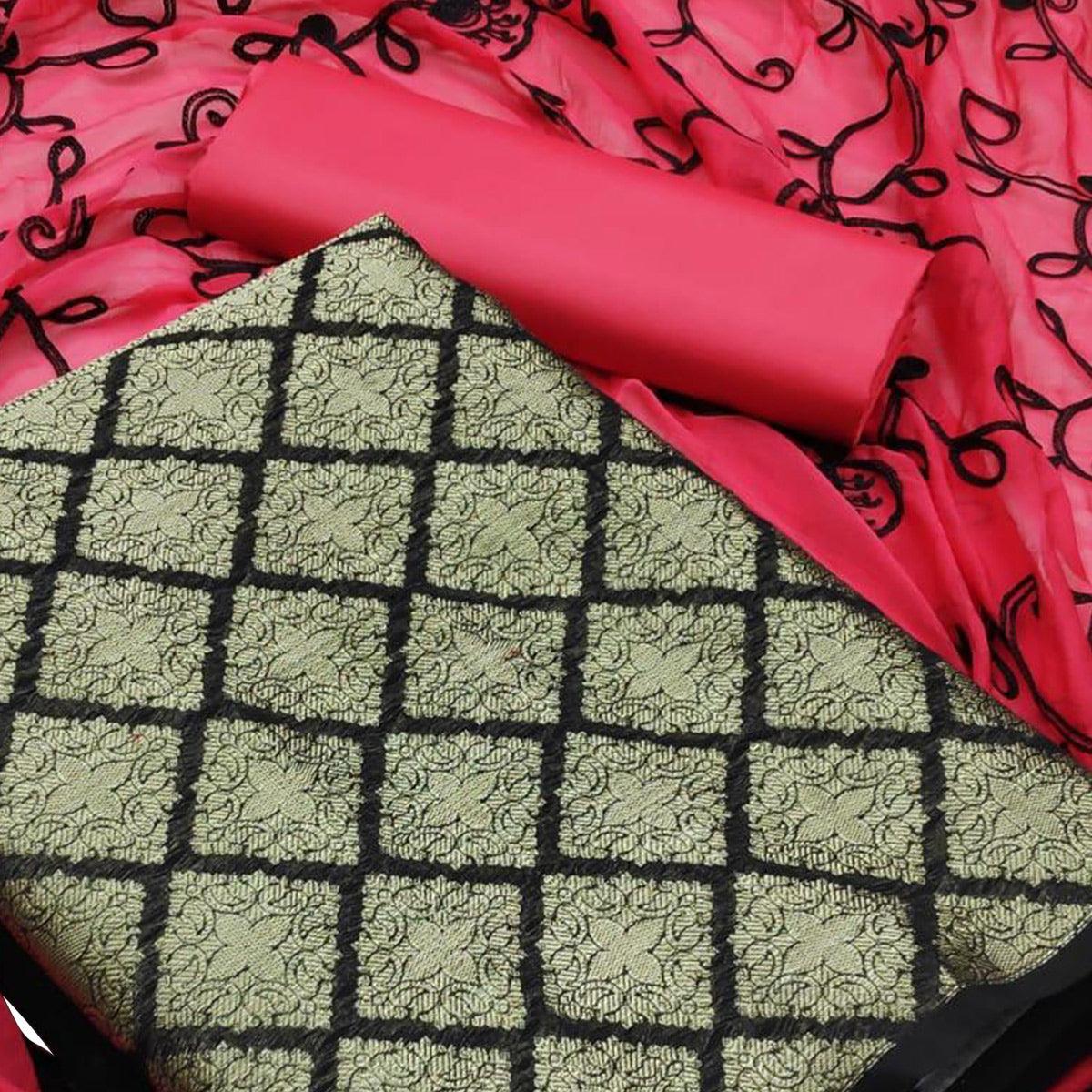 Demanding Black Colored Casual Wear Woven Banarasi Silk Dress Material