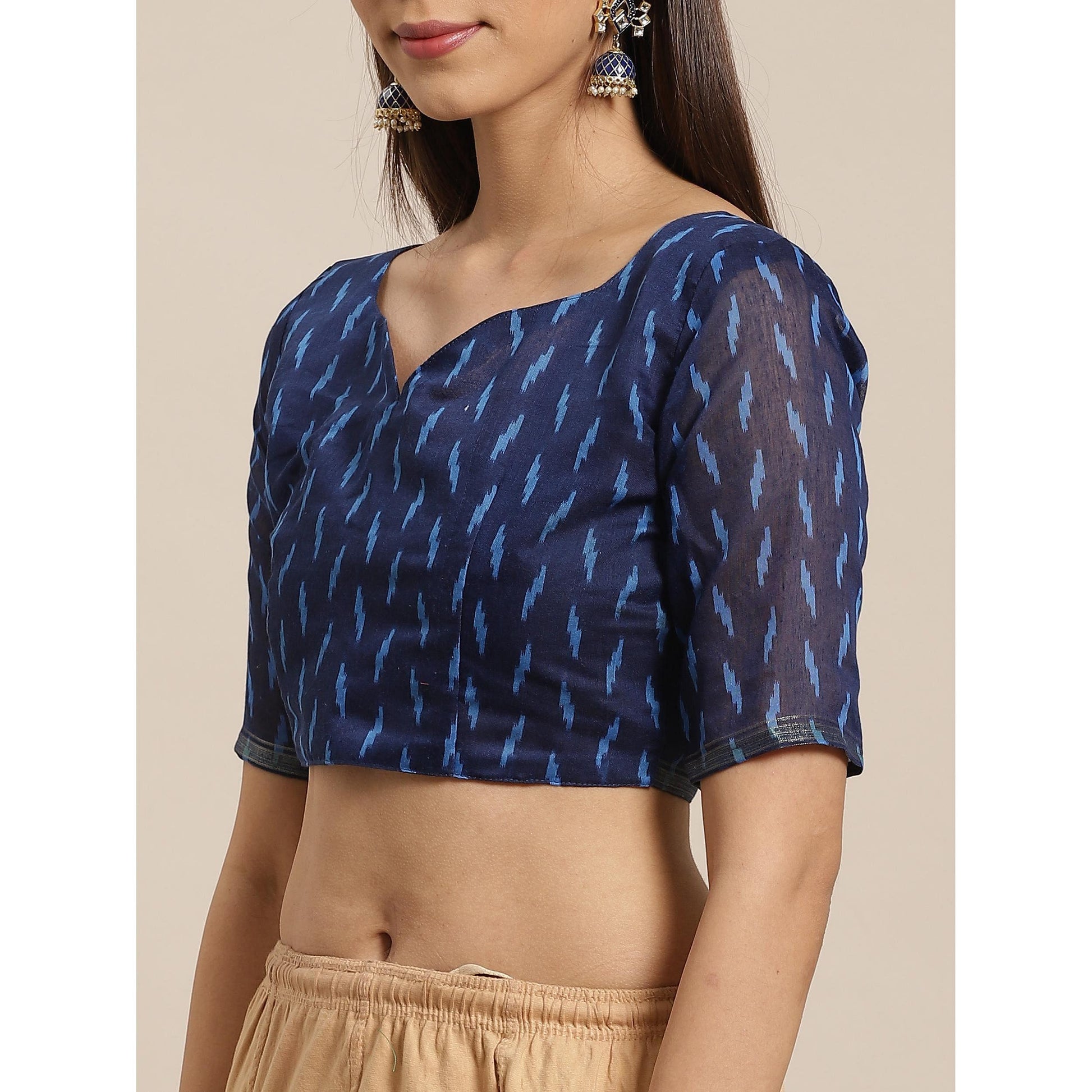 Demanding Blue - Navy Blue Colored Casual Wear Printed Silk Blend Saree