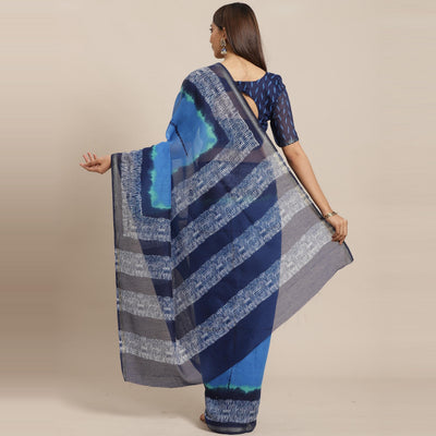 Demanding Blue - Navy Blue Colored Casual Wear Printed Silk Blend Saree