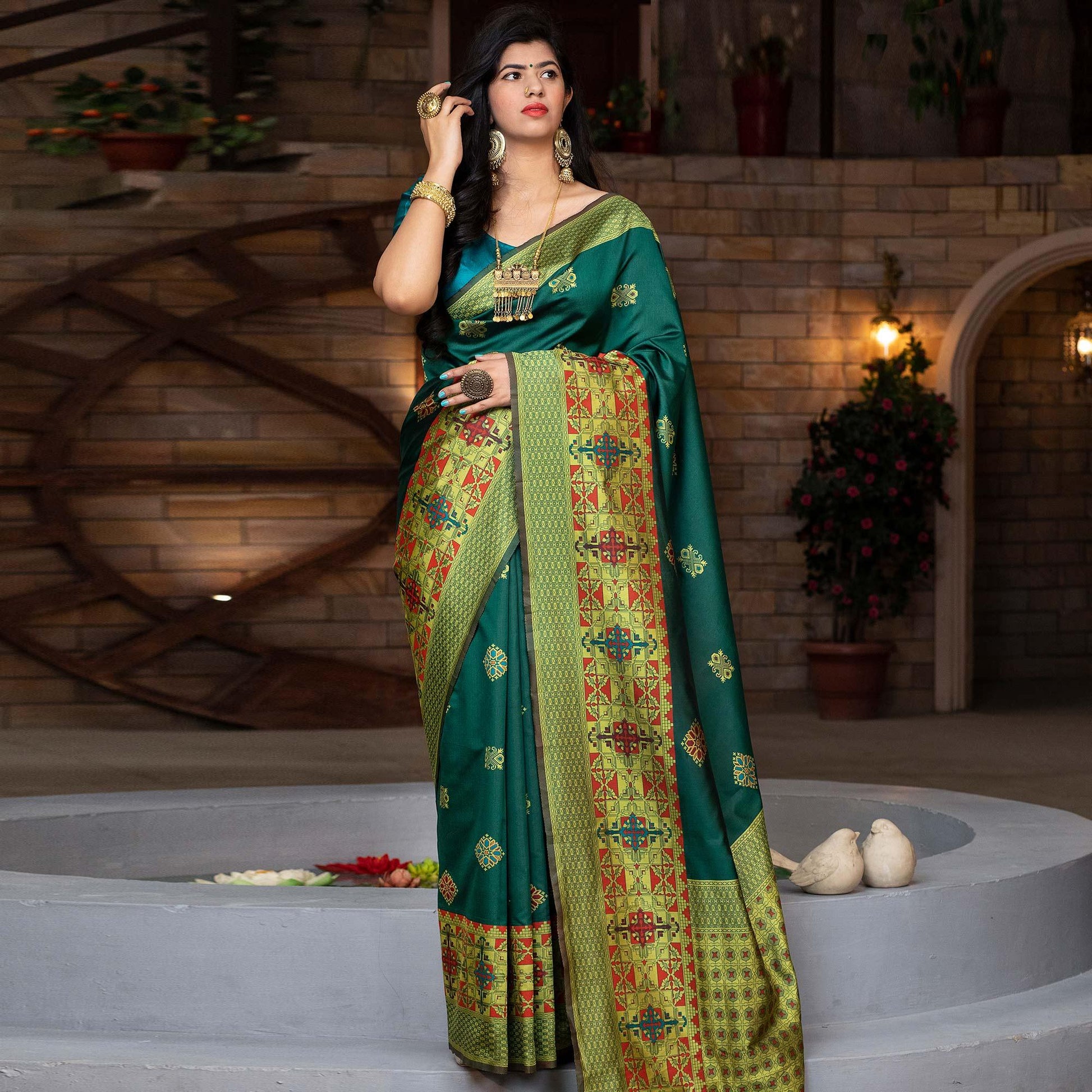 Demanding Green Colored Festive Wear Woven Banarasi Silk Saree