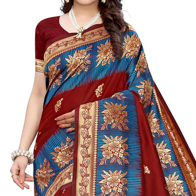 Demanding Maroon Colored Festive Wear Woven Jacquard Saree