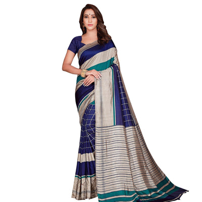 Demanding Navy Blue Colored Casual Wear Printed Art Silk Saree