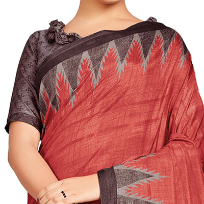 Demanding Red Colored Casual Printed Silk Saree