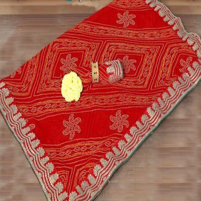 Demanding Red Coloured Casual Wear Printed Georgette Saree