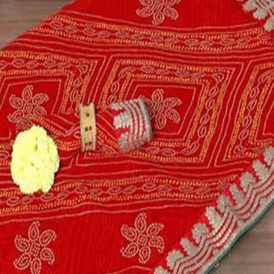 Demanding Red Coloured Casual Wear Printed Georgette Saree