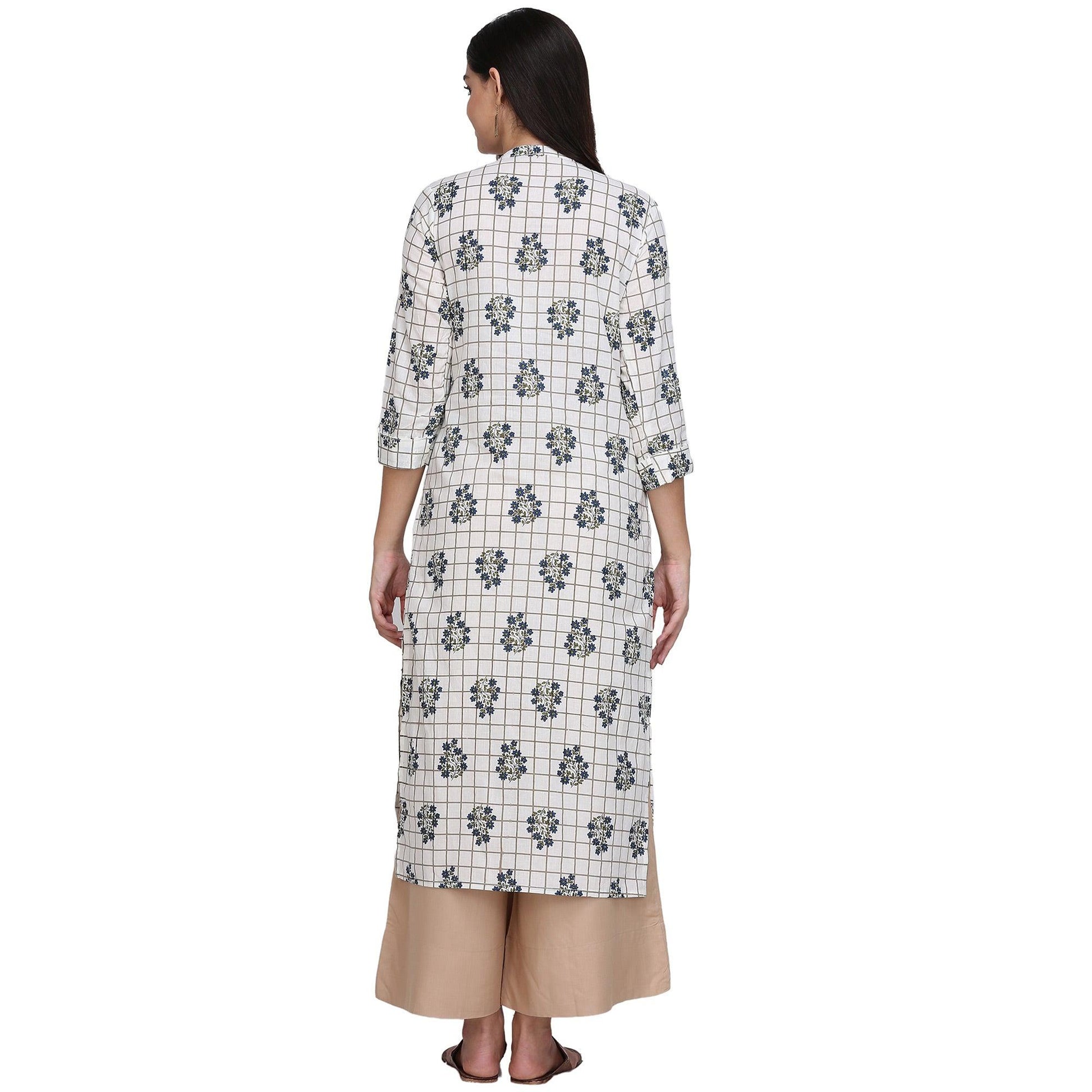 Demanding White Colored Casual Printed Cotton Kurti