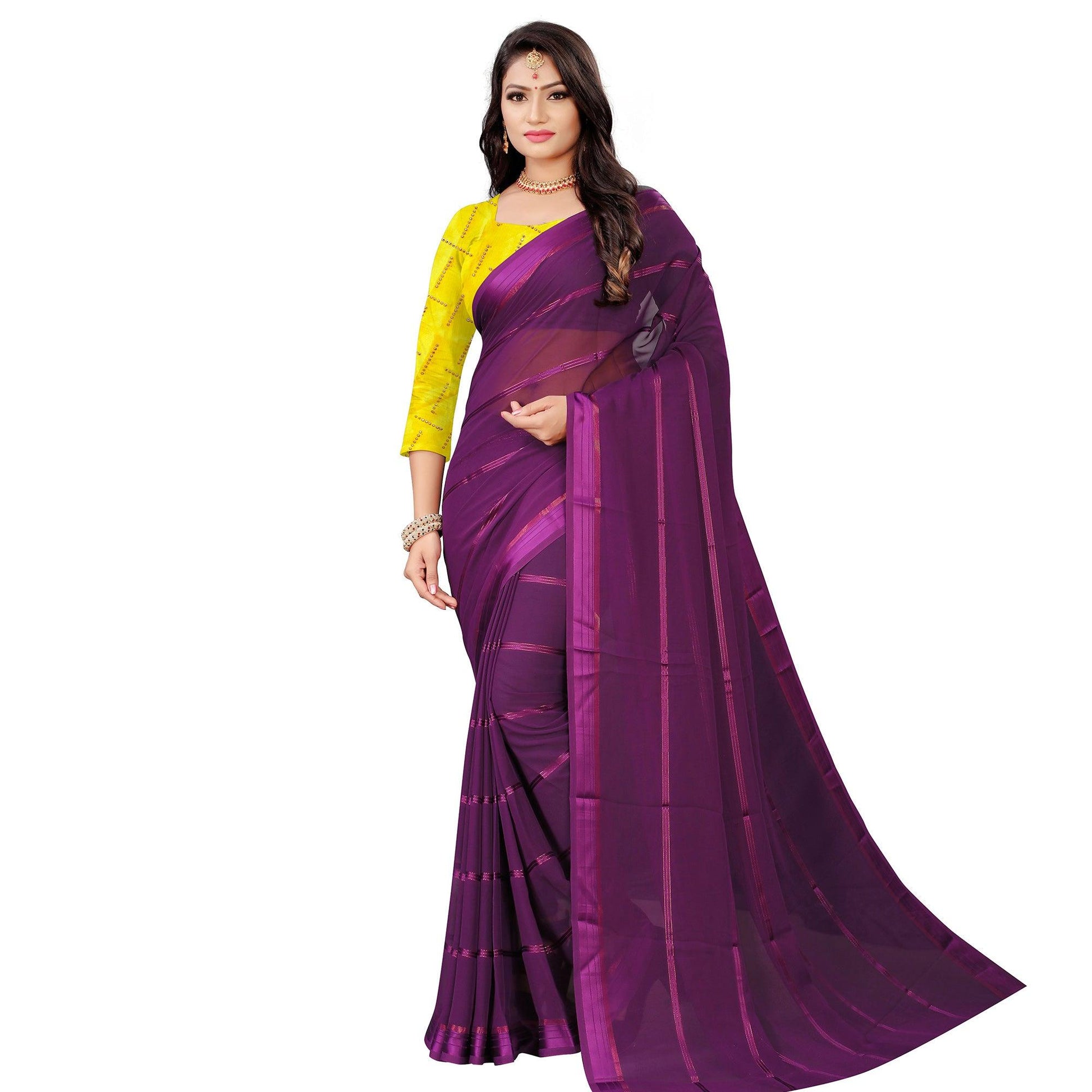 Demanding Wine Colored Casual Wear Georgette Saree