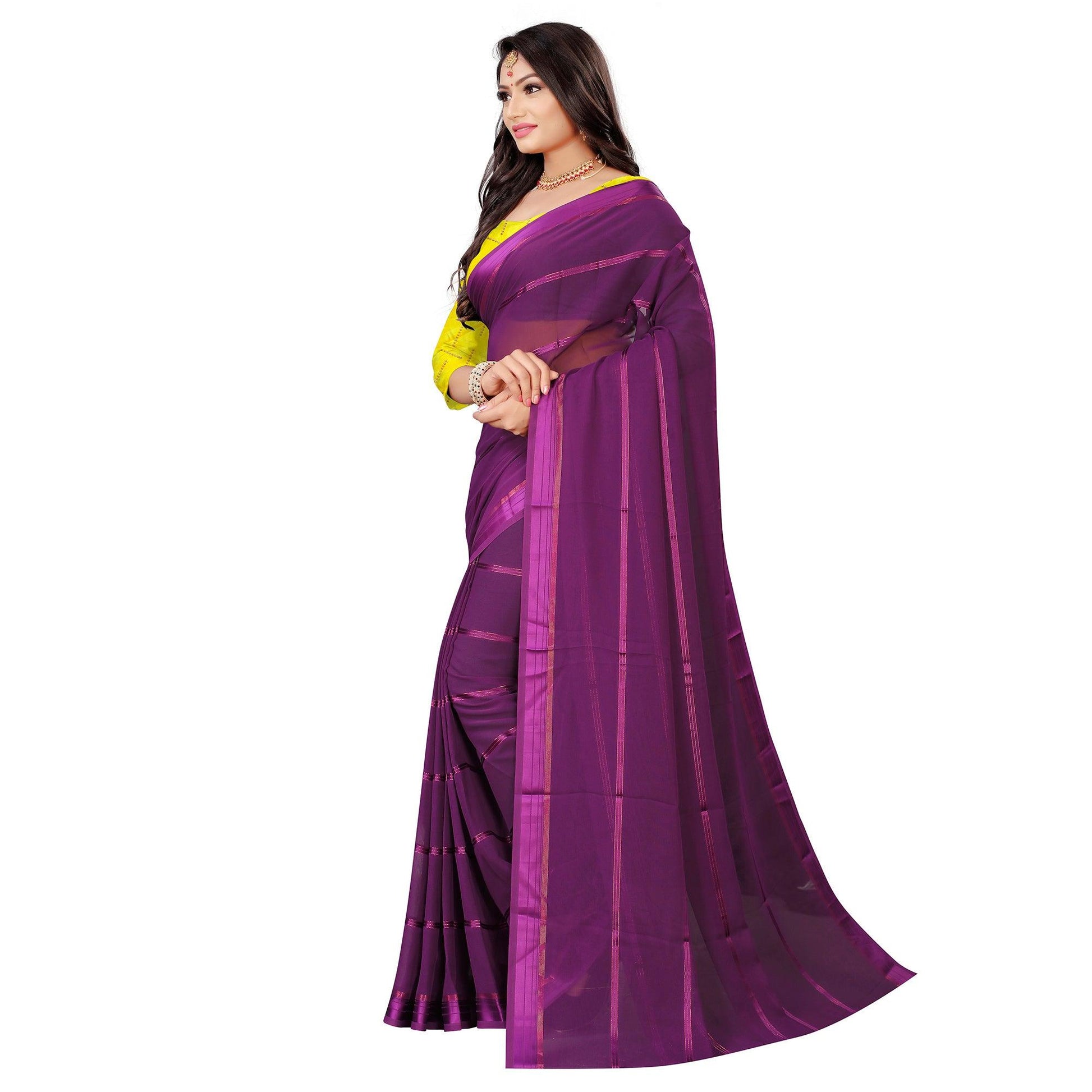 Demanding Wine Colored Casual Wear Georgette Saree