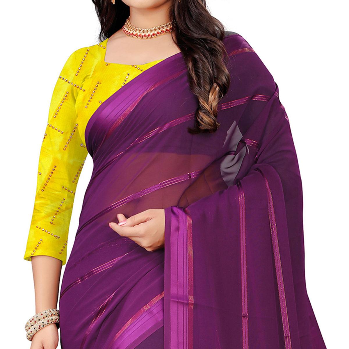 Demanding Wine Colored Casual Wear Georgette Saree