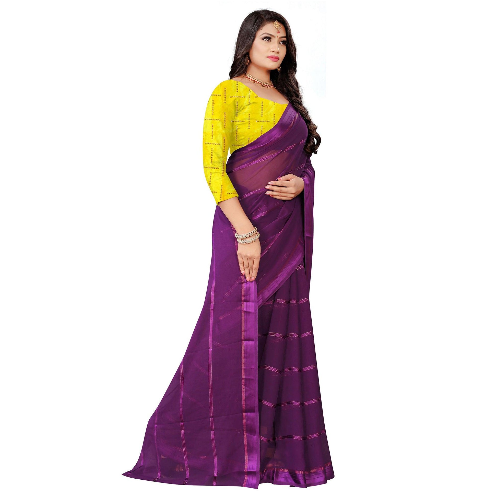 Demanding Wine Colored Casual Wear Georgette Saree