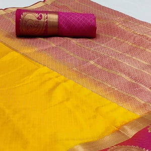 Demanding Yellow Coloured Festive Wear Woven Art Silk Saree