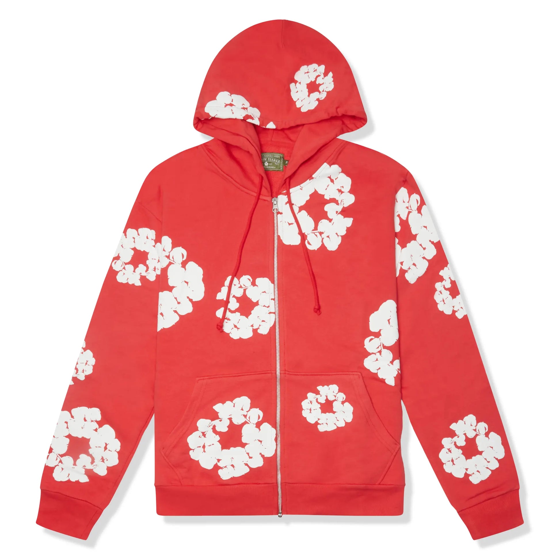 Denim Tears The Cotton Wreath Zip-Up Red Hoodie