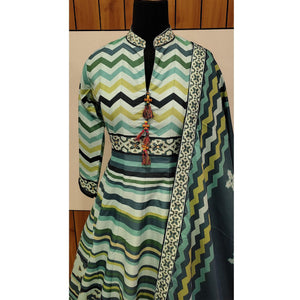 Designer Sky Blue Digital Patola Printed Heavy Pure Killer Silk Anarkali Suit
