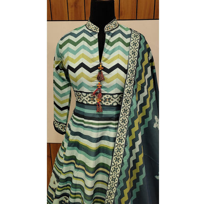 Designer Sky Blue Digital Patola Printed Heavy Pure Killer Silk Anarkali Suit