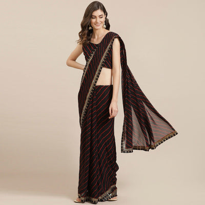 Desirable Black Coloured Partywear Printed Georgette Saree