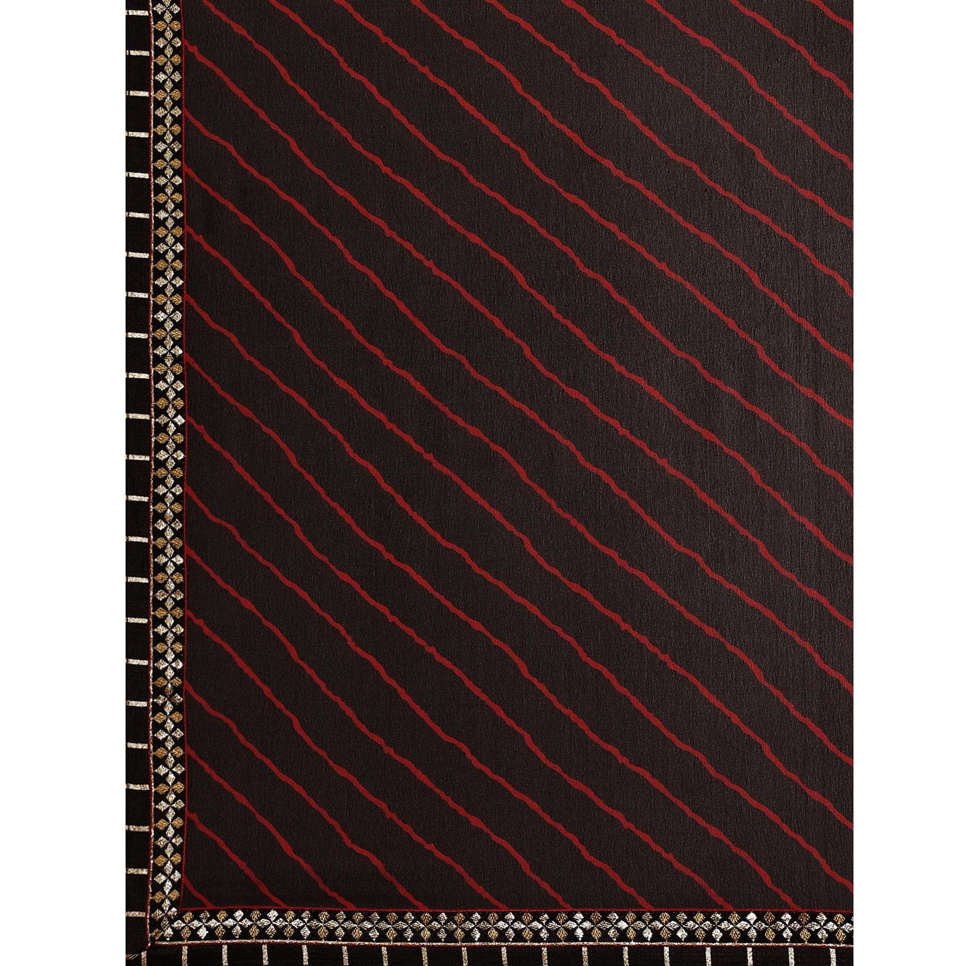 Desirable Black Coloured Partywear Printed Georgette Saree