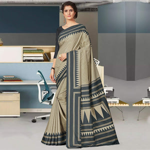Desirable Cream Coloured Casual Wear Printed Art Silk Saree