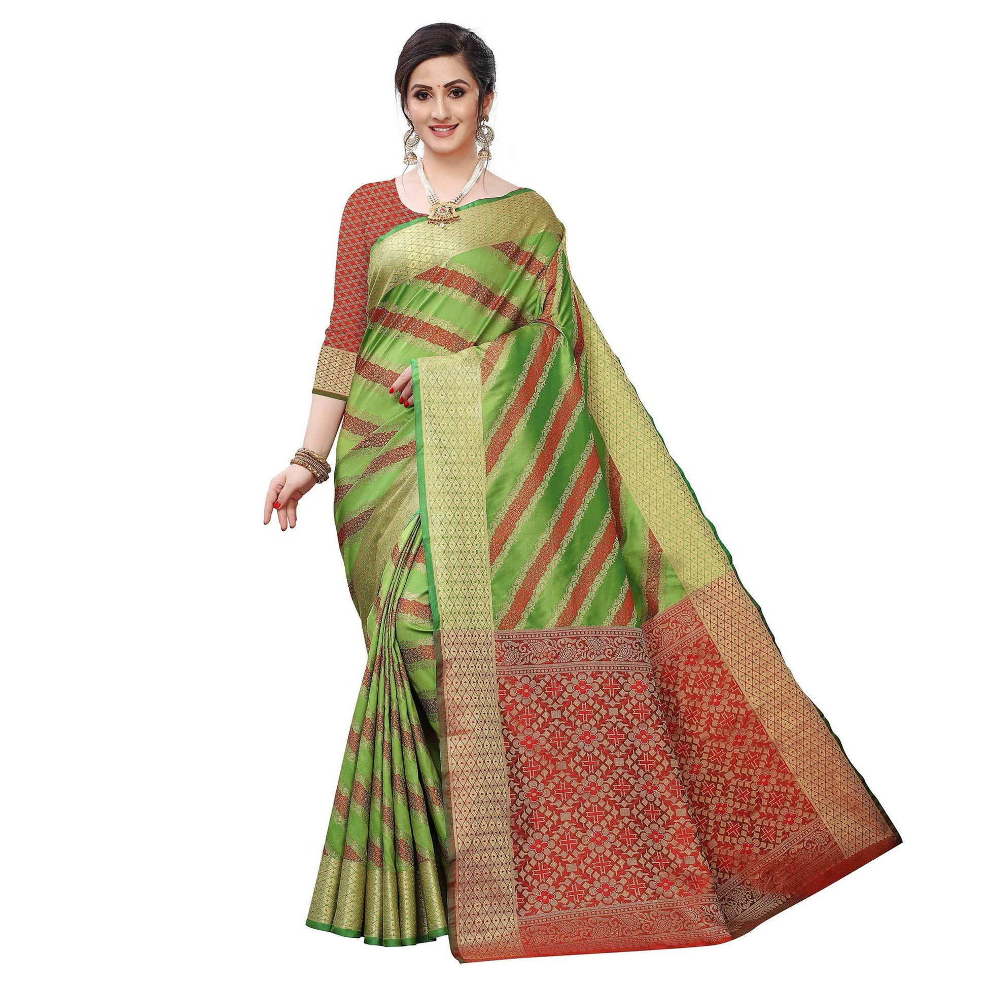 Desirable Green Colored Festive Wear Woven Art Silk Saree