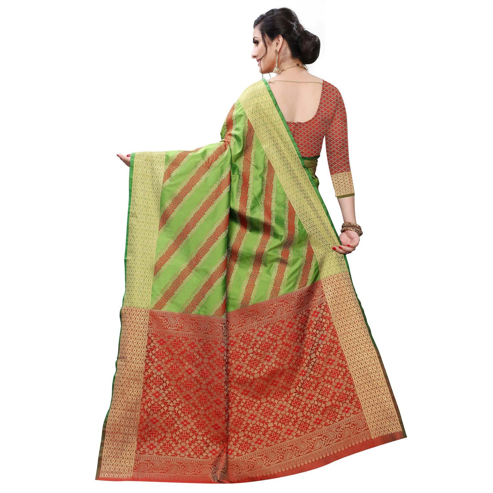 Desirable Green Colored Festive Wear Woven Art Silk Saree