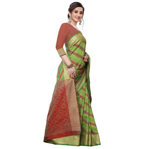 Desirable Green Colored Festive Wear Woven Art Silk Saree