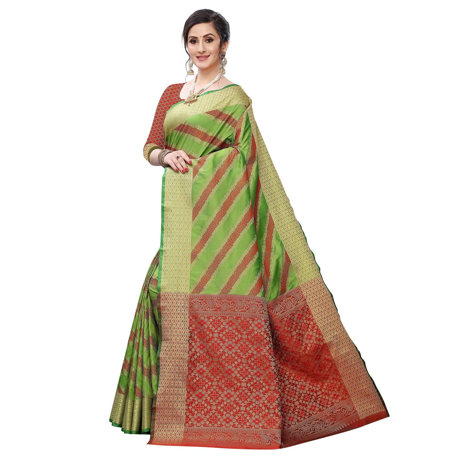 Desirable Green Colored Festive Wear Woven Art Silk Saree